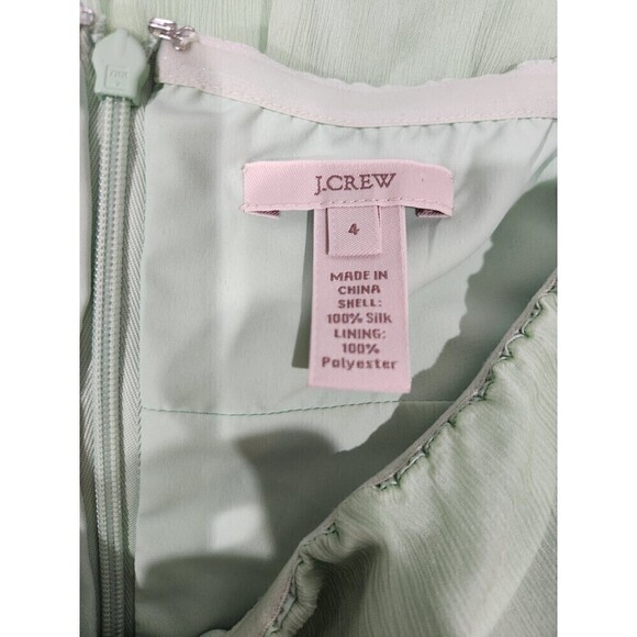 J. Crew Juliet Mint Green 100% Silk Chiffon Strapless Midi Dress, 4 - Picture 8 of 8